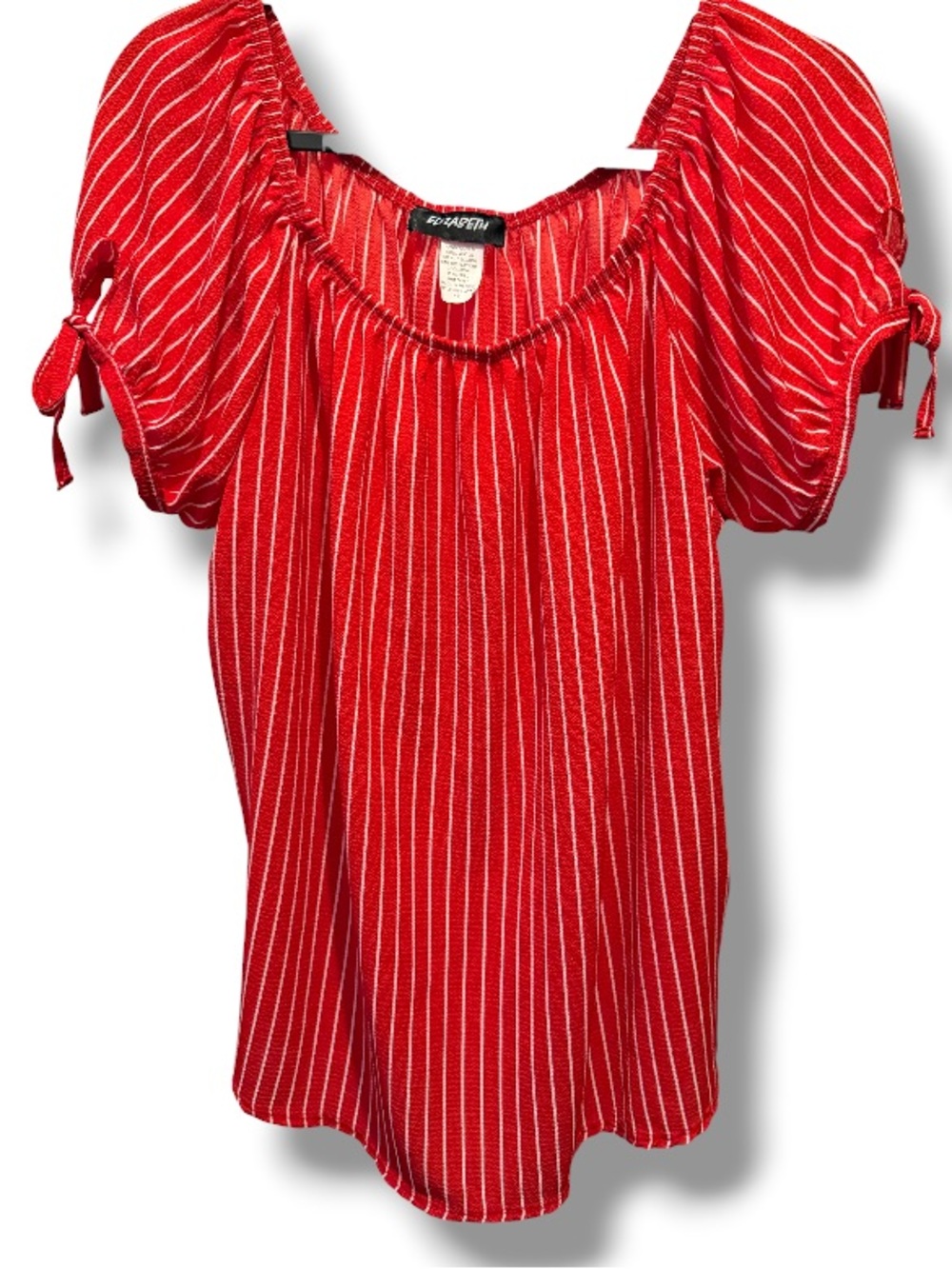 Elizabeth Women’s Red White Striped Puff Sleeve Top